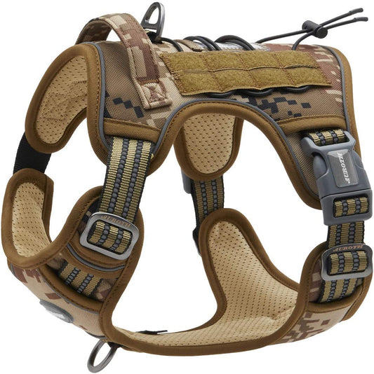 AUROTH Tactical Dog Harness for Small Medium Dogs No Pull Adjustable Pet Harness Reflective K9 Working Training Easy Control Pet Vest Military Service Dog Harnesses Desert Camo S