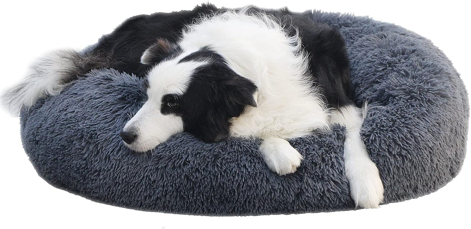 Dog Beds for Large Dogs Washable 39 Inch Dark Grey Calming Dog Bed for Large Dogs Fluffy Pet Beds for Large Dogs Anti-Anxiety Dog Bed Large Size Dog