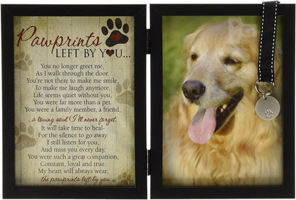 Pawprints Pet Memorial Frame with Pawprints Left by You Poem- Touching Dog Sympathy Gift for Pet Loss Remembrance