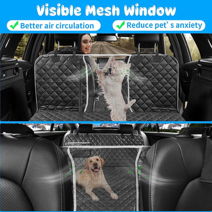 URPOWER 6-In-1 Dog Car Seat Cover for Back Seat, Waterproof Dog Car Hammock 40/60 Split Dog Seat Cover with Mesh Window and Side Flap Pets Car Seat Protector Dog Backseat Cover for Cars, SUV, Truck