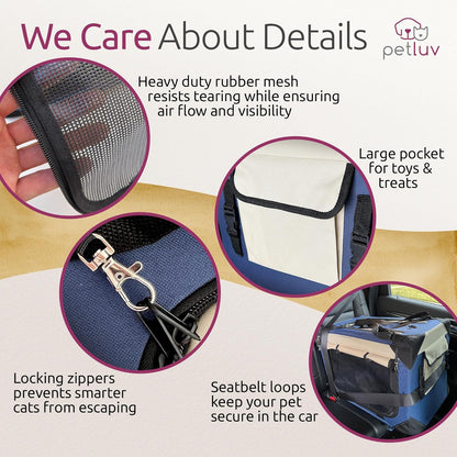 Large Cat Carrier & Dog Carrier for Most Cats or Small Dog. Soft Sided Pet Carrier for Travel. Collapsible Portable Cat Bag with Soft Bed, Top & Side Loading, Locking Zippers, Puppy Crate & Cat Kennel