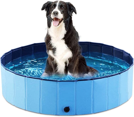 Jasonwell Foldable Dog Pet Bath Pool Collapsible Dog Pet Pool Bathing Tub Kiddie Pool Doggie Wading Pool for Puppy Small Medium Large Dogs Cats and Kids 32" Blue