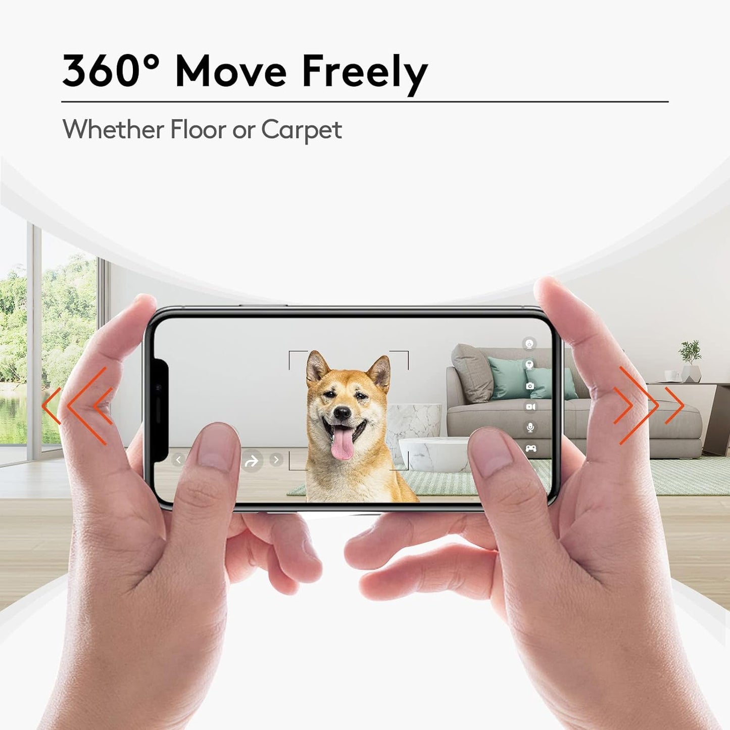 Dog Camera, 15 Days Long Standby Pet Robot for Dog Treat Camera, 1080P Full HD Dog Camera with Phone APP, 360°Move Freely, 2-Way Audio, No Monthly Fee(2.4G Wifi ONLY)