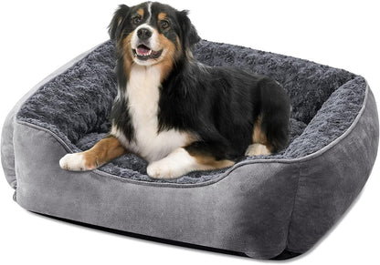 JOEJOY Rectangle Dog Bed for Large Medium Small Dogs Machine Washable Sleeping Dog Sofa Bed Non-Slip Bottom Breathable Soft Puppy Bed Durable Orthopedic Calming Pet Cuddler, Multiple Size, Grey