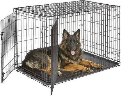 Midwest Homes for Pets Newly Enhanced Double Door Icrate Dog Crate, Includes Leak-Proof Pan, Floor Protecting Feet, Divider Panel & New Patented Features