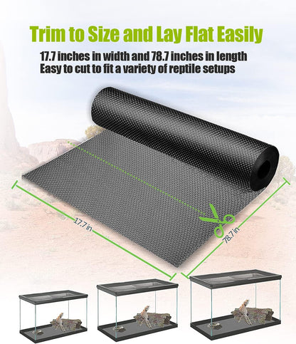 Bearded Dragon Tank Accessories, Reptile Substrate Floor, Leopard Gecko Tank Liner Mat for 40 Gallon, 20 Gallon, 50 Gallon,75 Gallon Lizard Tank, Black