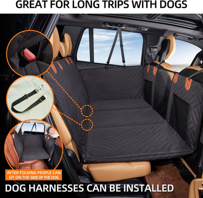 YJGF Back Seat Extender for Dogs, Seat Cover for Back Seat Bed Inflatable for Car Camping Air Mattress,Dog Hammock for Car Travel Bed,Non Inflatable Car Bed Mattress for Car SUV Truck (Grey)