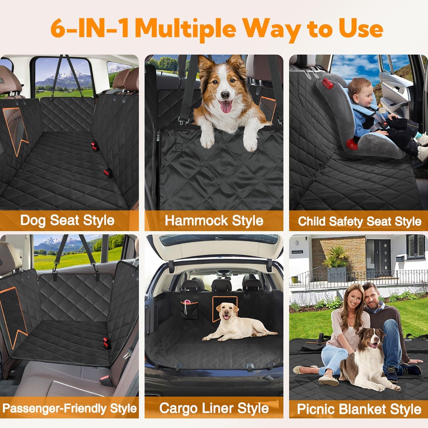 Kytely Dog Car Seat Cover for Back Seat,Waterproof Hammock with Mesh Window, Anti-Scratch Nonslip Car Seat Protector for Dogs, 600D Heavy Duty Dog Seat Cover for Cars Trucks and Suvs