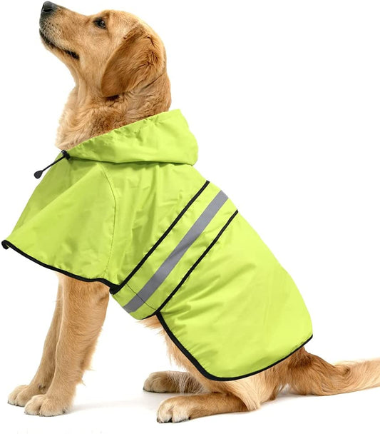 Waterproof Raincoats for Dogs - Adjustable Pet Raincoat Jacket, Lightweight Dog Hooded Rain Coat Waterproof Rain Poncho for Small to X- Large Dogs and Puppies (Neon Green, Large)