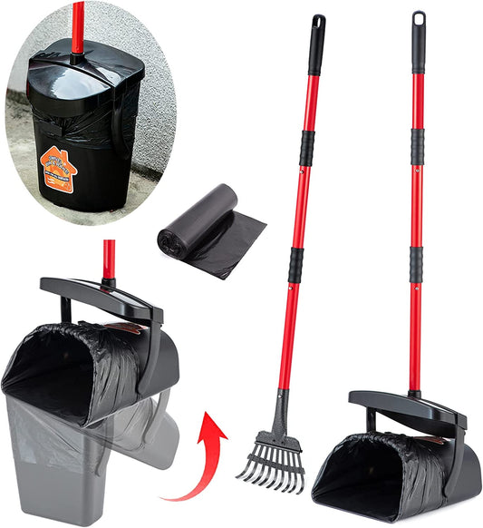 Pooper Scooper Large Swivel Bin & Rake for Large & Small Dogs Non-Breakable Dog Poop Scooper with 20 Waste Bags Easy to Clean Pet Waste Use on Grass, Dirt or Gravel - Pet Supplies