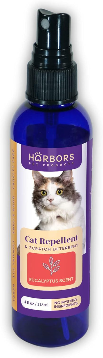 Harbor'S Cat Repellent - Scented | Cat Repellent Spray Indoor - 4 Oz | Cat Training Spray | Cat Repellent for Furniture | Cat Repellent for Plant (Eucalyptus)