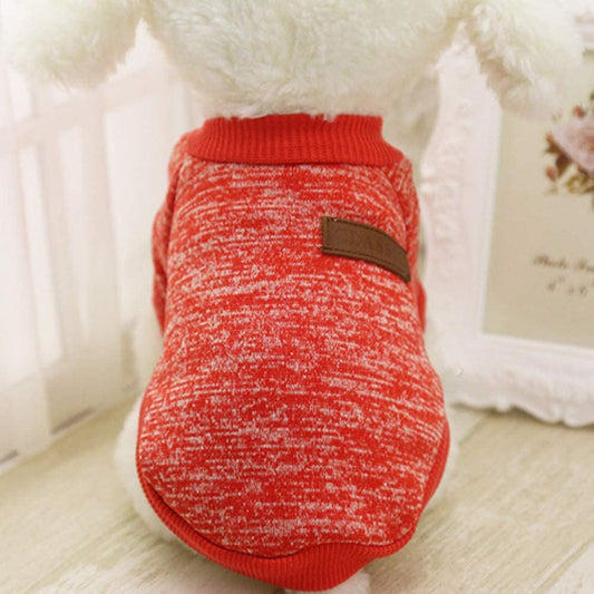 Idepet Pet Dog Classic Knitwear Sweater Fleece Coat Soft Thickening Warm Pup Dogs Shirt Winter Pet Dog Cat Clothes Puppy Customes Clothing for Small Medium Dogs(S,Orange Red)