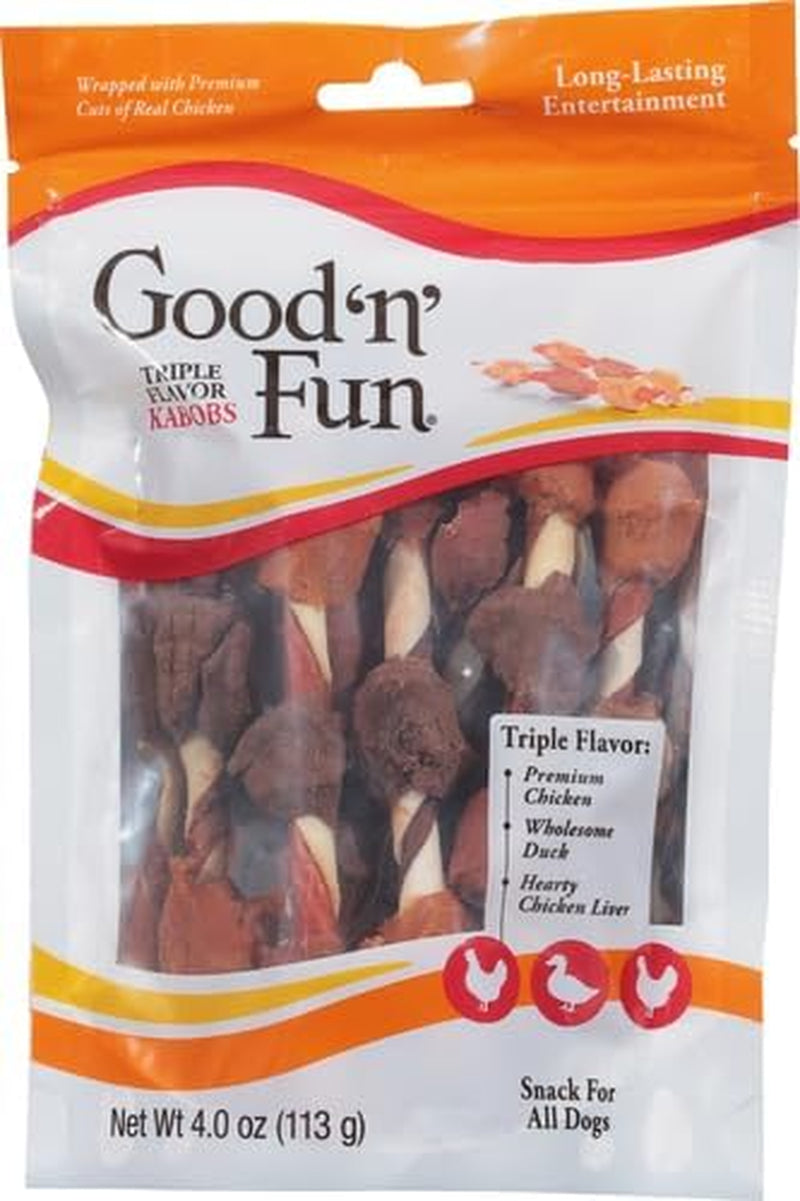 Good'N'Fun Triple Flavored Rawhide Kabobs for Dogs, Treat Your Dog 12-Ounce | 18 Count