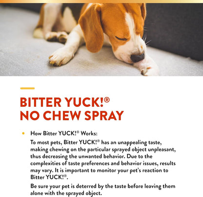 Naturvet Bitter Yuck! No Chew Spray for Dogs, Cats, and Horses Pet Training Spray, Liquid, Made in the USA, 8 Ounce