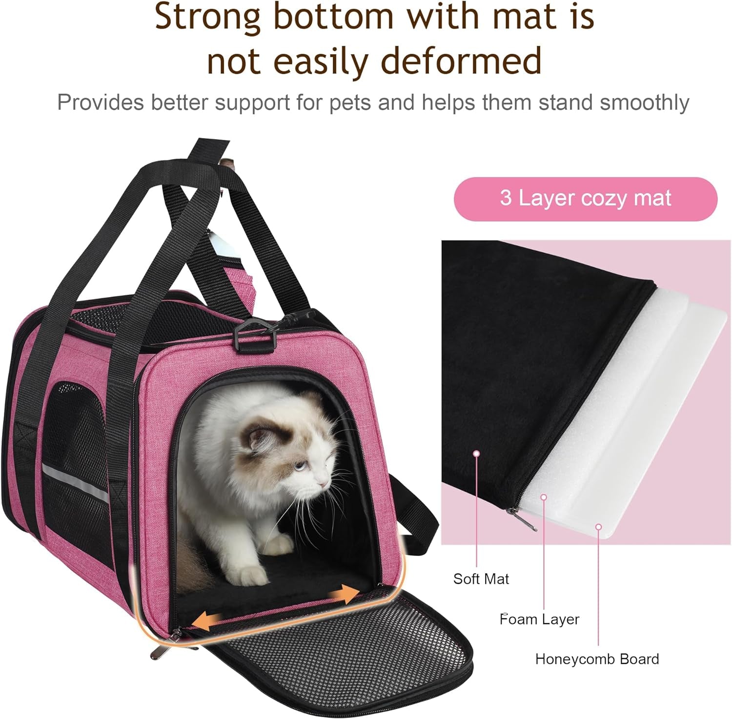 Hicaptain Soft Cat Carrier with Top Mesh Window - Pet Carrier Breathable for Medium Cats and Small Dogs Puppies up to 14 Lb (Pink)