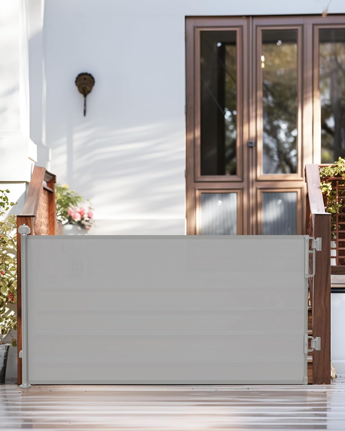 Cumbor 76" Retractable Mesh Baby Gates for Stairs, Long Baby Gate for Doorways, 34" Tall Extra Wide Toddler Gate for Dogs, Child Safety Gates for Room, Hallways, Doggy Gate Indoor/Outdoor(Gray)