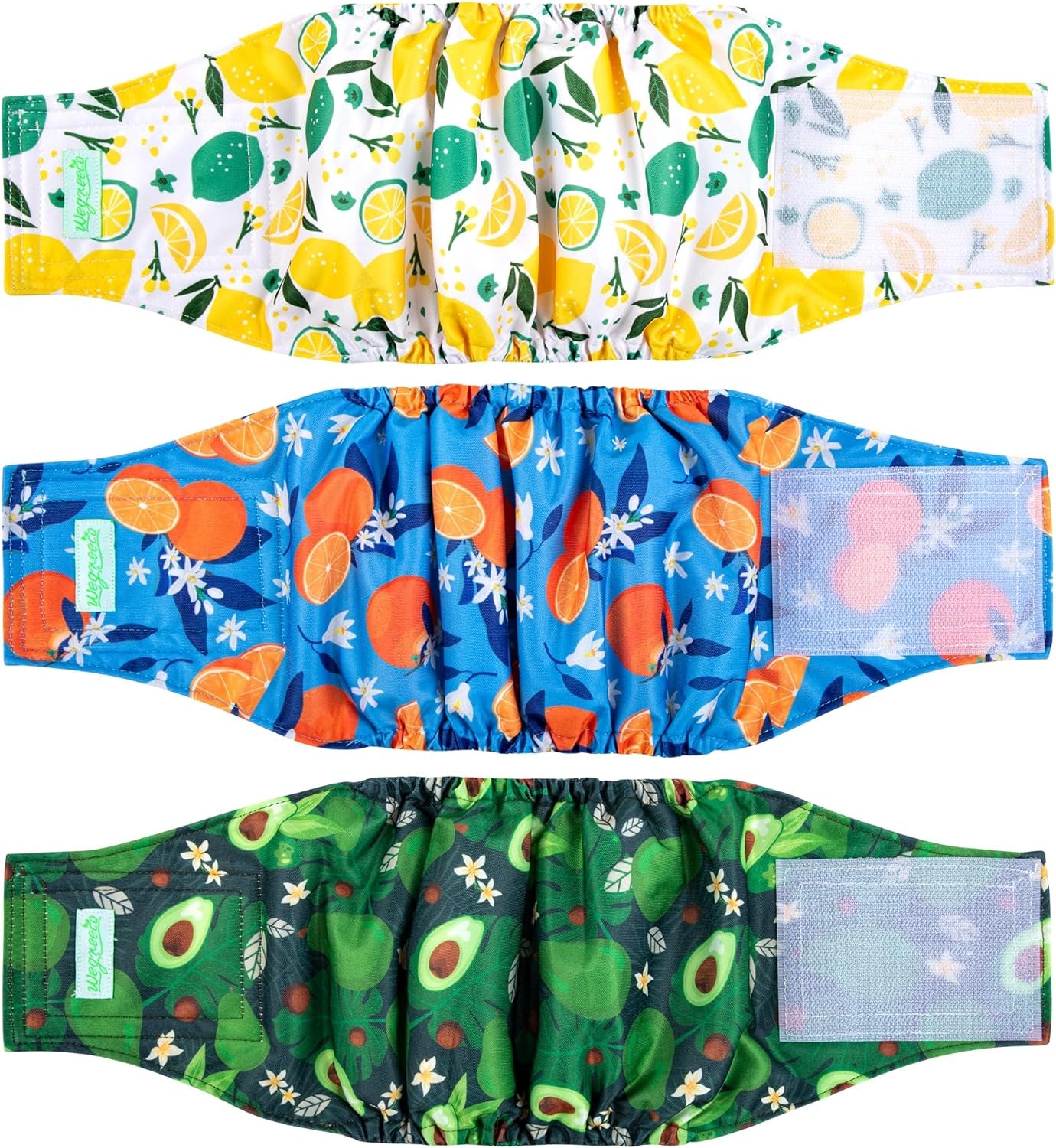 Wegreeco Washable Male Dog Belly Band (Stylish Pattern)- Pack of 3 - Washable Male Dog Belly Wrap, Dog Diapers Male (Fruit, X-Large)