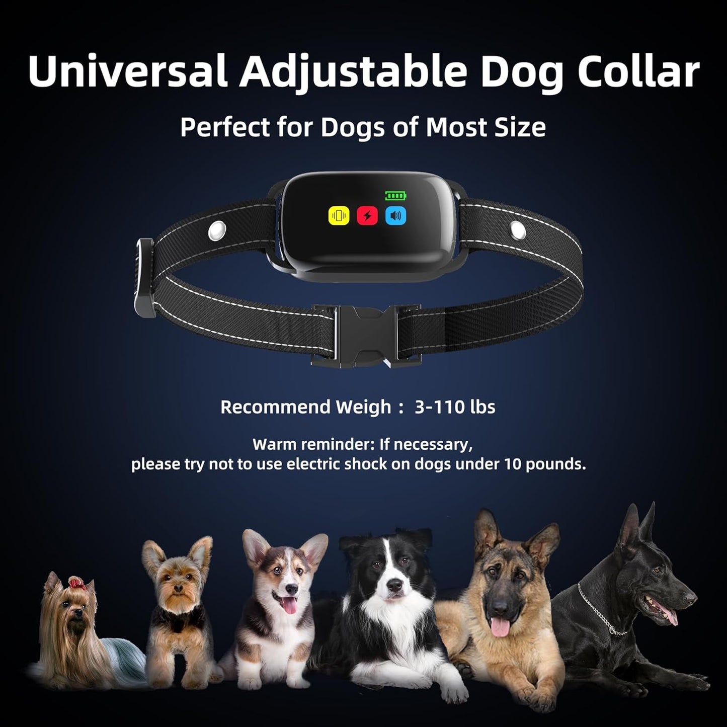 Shock Collar for Dog - Training E Collar with Remote for Small Medium Large Dog 5-15 20-30 40-60 60-100 Lbs Waterproof Wireless Rechargeable Electric Correction Collar with Beep, Vibration, Safe Shock