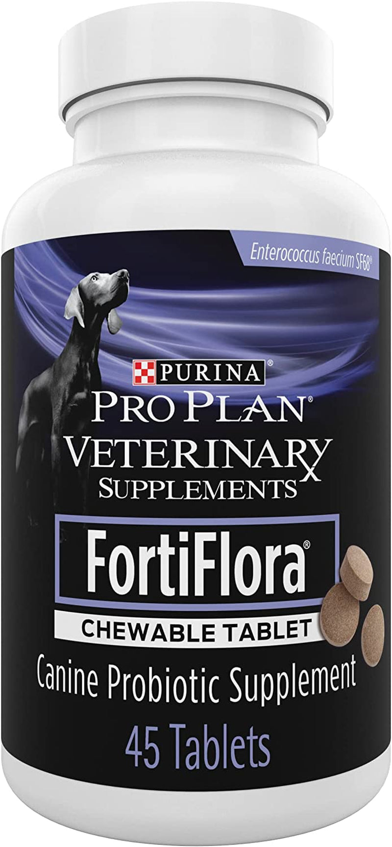 Purina Pro Plan Veterinary Supplements Fortiflora Chewable Dog Probiotic Supplement Tablets - 45 Ct. Canister