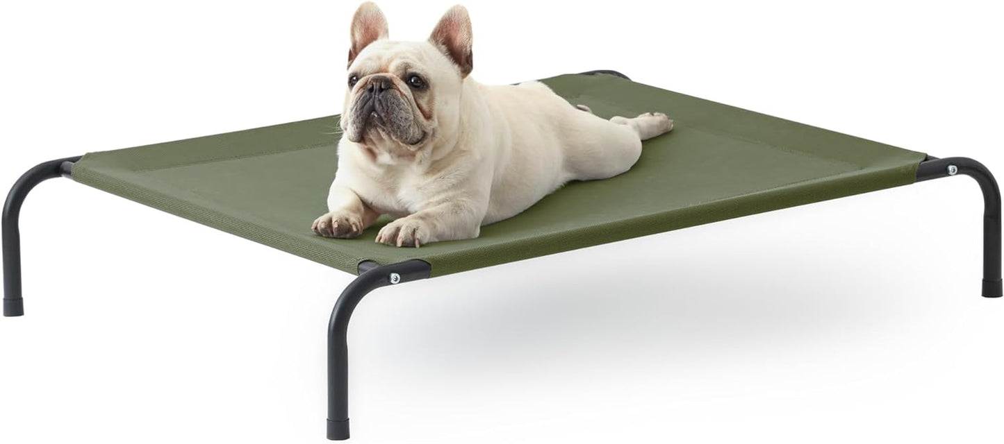 Love'S Cabin Elevated Cooling Dog Bed for Medium Dogs,Portable Outdoor&Indoor Breathable Pet Cot Frame with Seamed Mesh,Non-Slip and Durable for Summer Camping or Beach,Olive Green,43 Inches