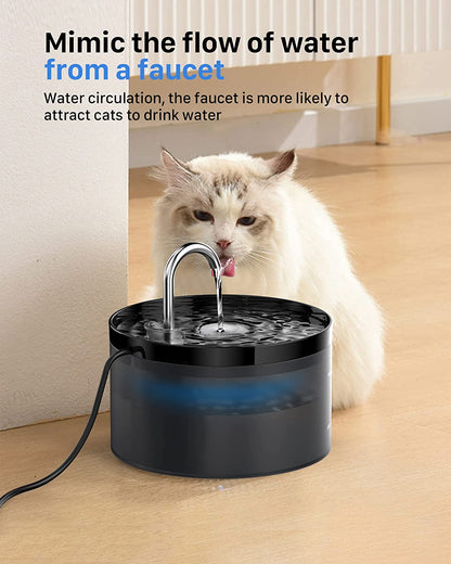 Cat Water Fountain with 9 Filters, Black