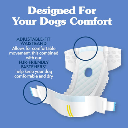 Simple Solution True Fit Disposable Dog Diapers for Female Dogs - Super Absorbent with Wetness Indicator - L/XL (Waist 18-27In) - 30 Count