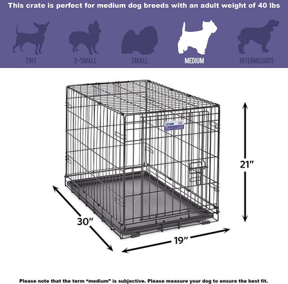 Midwest Homes for Pets Newly Enhanced Single Door Icrate Dog Crate, Includes Leak-Proof Pan, Floor Protecting Feet , Divider Panel & New Patented Features, Black