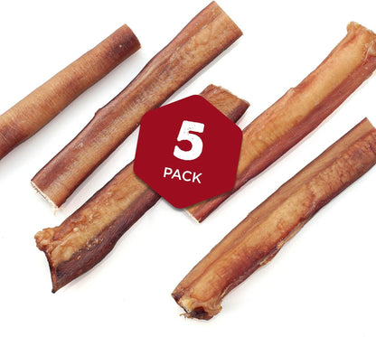 Best Bully Sticks All Natural 6 Inch Thick Bully Sticks for Large Dogs - 100% Free-Range Grass-Fed Beef - Single-Ingredient Grain & Rawhide Free Dog Chews - 5 Pack