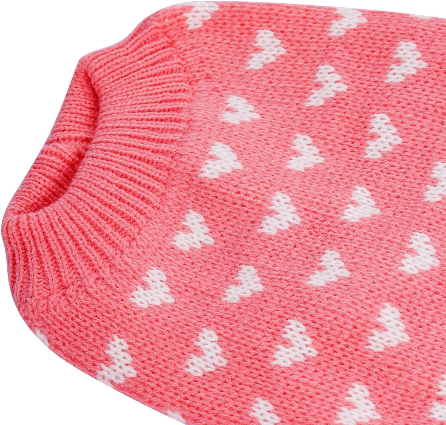 Dog Knitted Sweater Heart Puppy Sweater Warm Soft Pet Holiday Clothes for Small Cats and Dogs (Pink, S)