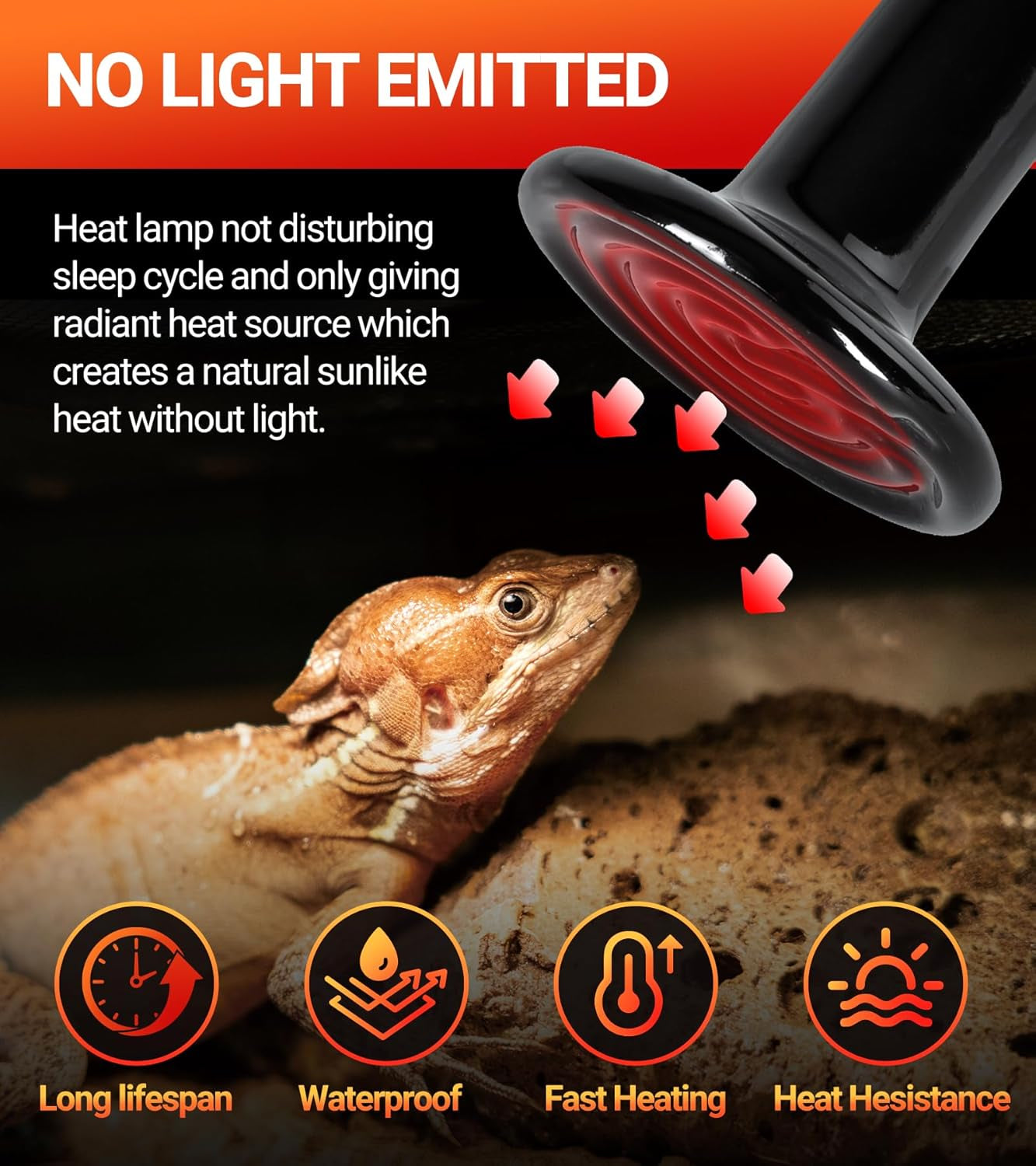 REPTI ZOO 100W Reptile Heat Lamp 2Pack Ceramic Heat Emitter Night Heat Lamp Bulbs Reptile Terrarium Heat lamp Tank Heat Bulb for Turtle Bearded Dragon Gecko Lizard Snake Chicken E26