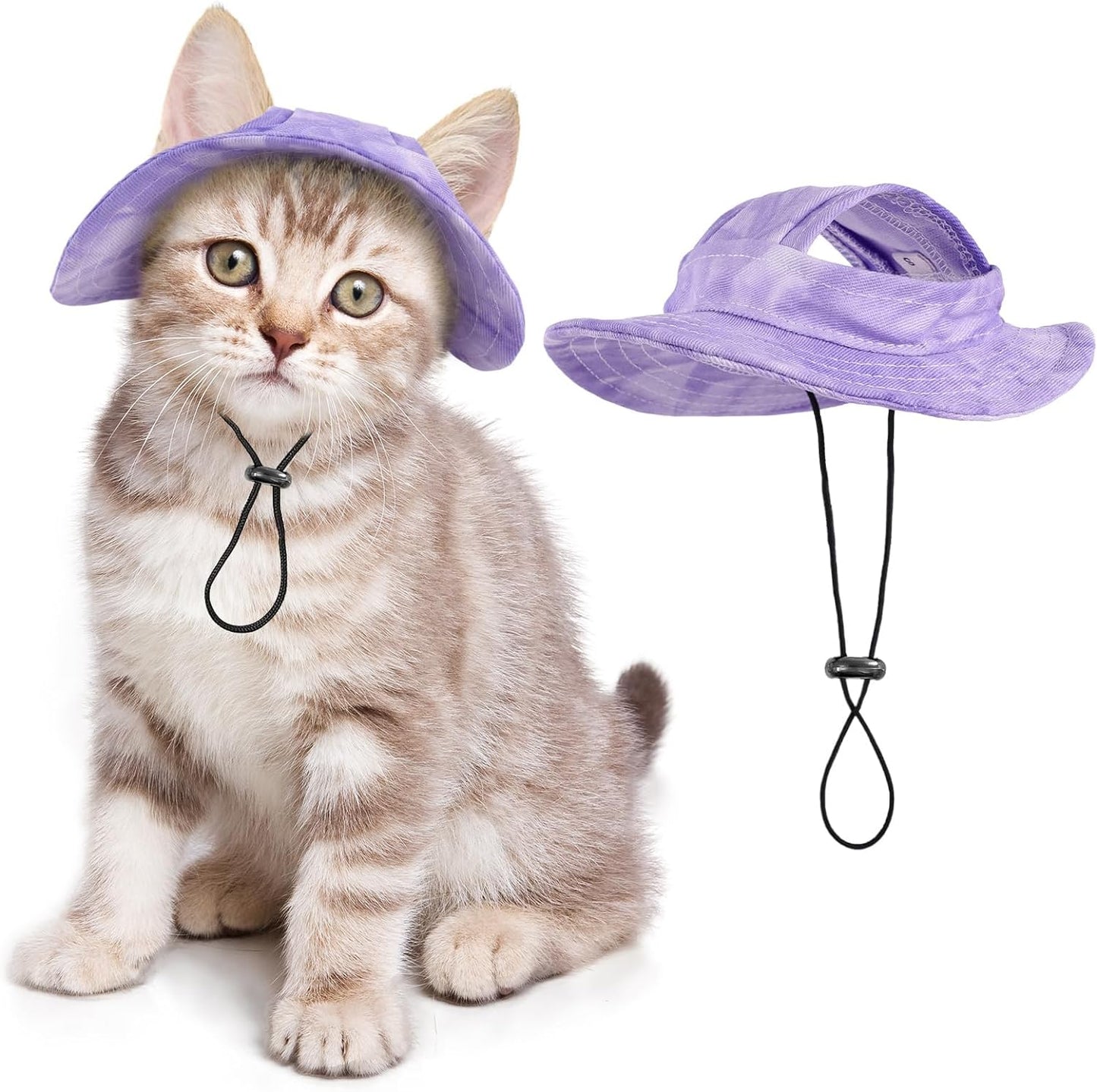 Cat/Dog Hat for Cats Only with Adjustable String Pet Hat Small Pet for Small and Medium Cats Birthday Party Costume Decoration (Small, Purple)