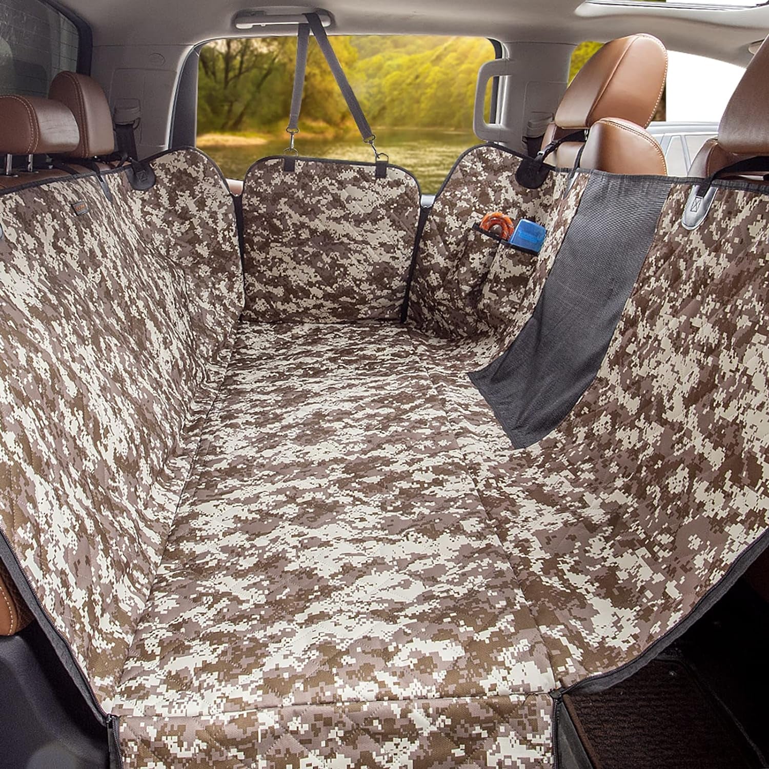 Ibuddy Dog Truck Seat Cover with Mesh Window 100% Waterproof Pet Seat Cover Durable Dog Truck Hammock Machine Washable X-Large against Dirt and Dog Fur for Car and Large SUV, Trucks