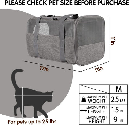 Carriers Soft-Sided Pet Carrier Case for Small Medium Cats Dogs Puppy under 15 Lbs,Airline Approved Cat Carrier with 4 Ventilated Windows (Medium,Grey&Black)