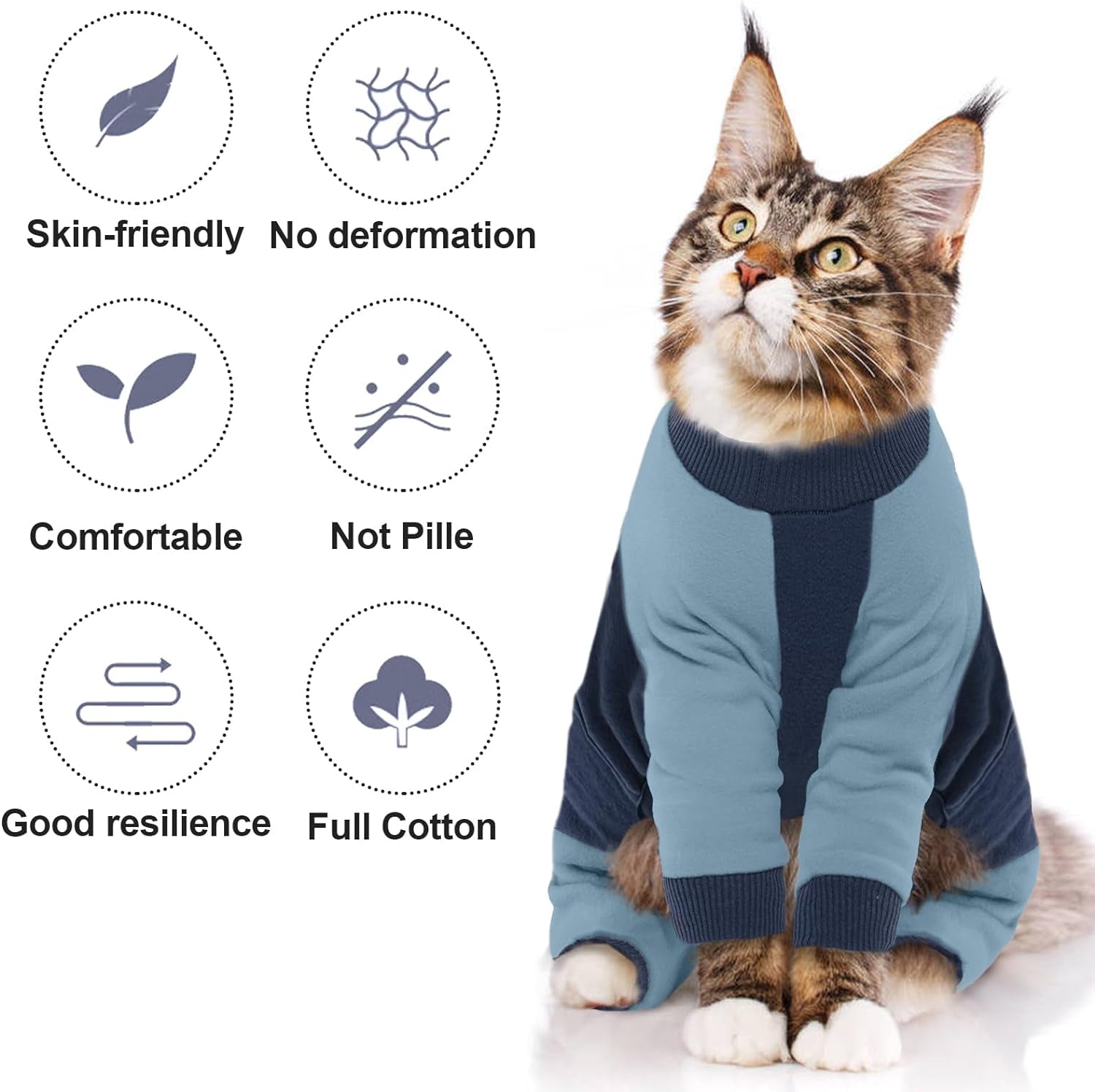 Bonaweite Cat Pajamas for Cats Only, Sticky Hair Cat Clothes, Prevent Lost Hair Kitten Onesie Shirts Costumes Outfits for Pet, Cat Recovery Suit for Cats or Small Dogs