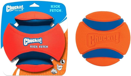 Chuckit! Kick Fetch Ball Dog Toy, Large (8 Inch) & Ultra Ball Dog Toy, Large (3.0 Inch Diameter) Pack of 1, for Breeds 60-100 Lbs