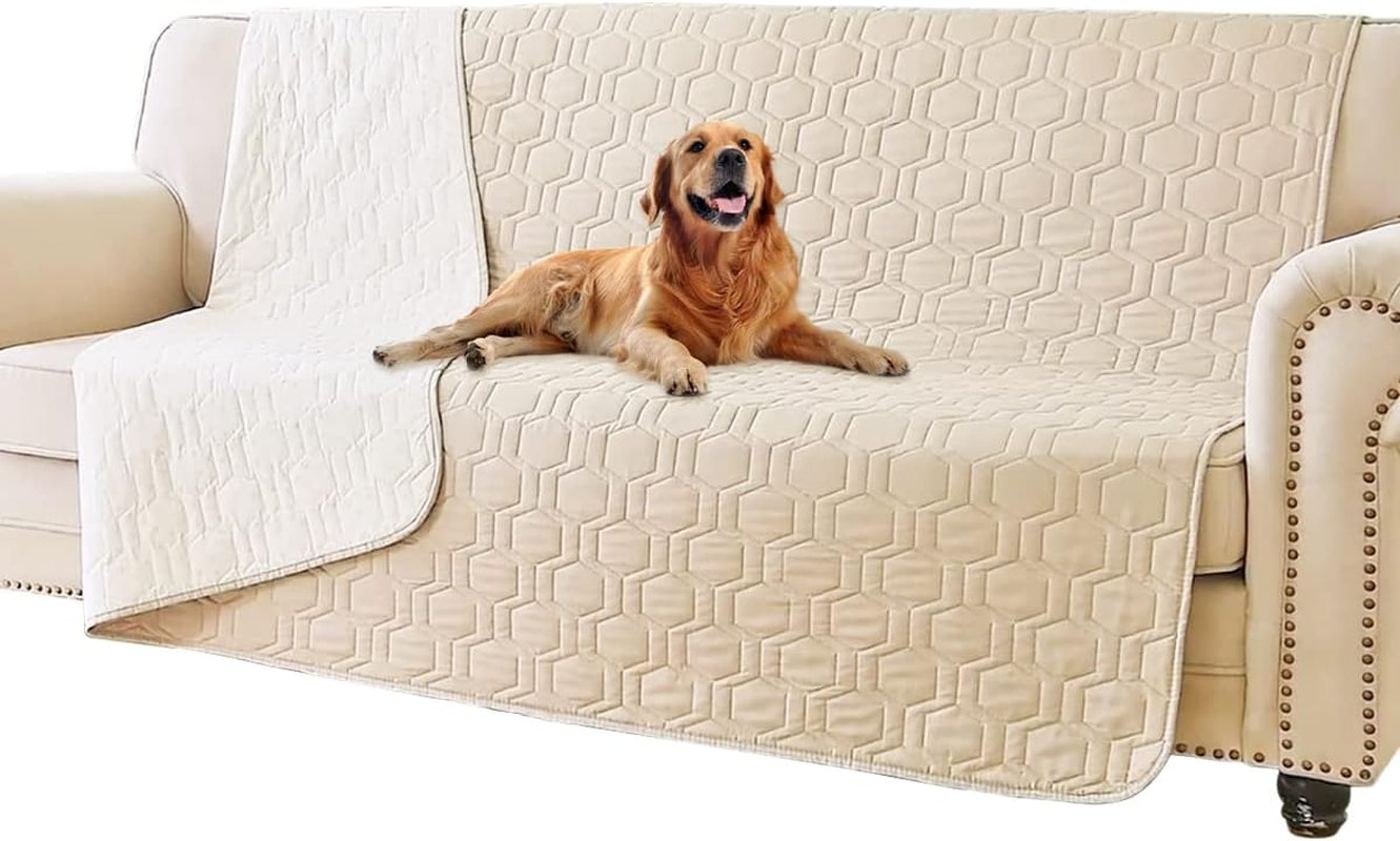 Waterproof & Non-Slip Dog Bed Cover and Pet Blanket Sofa Pet Bed Mat ，Car Incontinence Mattress Protectors Furniture Couch Cover for Most Cats Dogs,Pets<52X82-Beige>