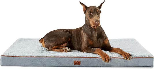 Bedsure Jumbo Dog Bed for Large Dogs - XXL Orthopedic Dog Beds with Removable Washable Cover, Egg Crate Foam Pet Bed Mat, Suitable for Dogs up to 150Lbs, Light Grey