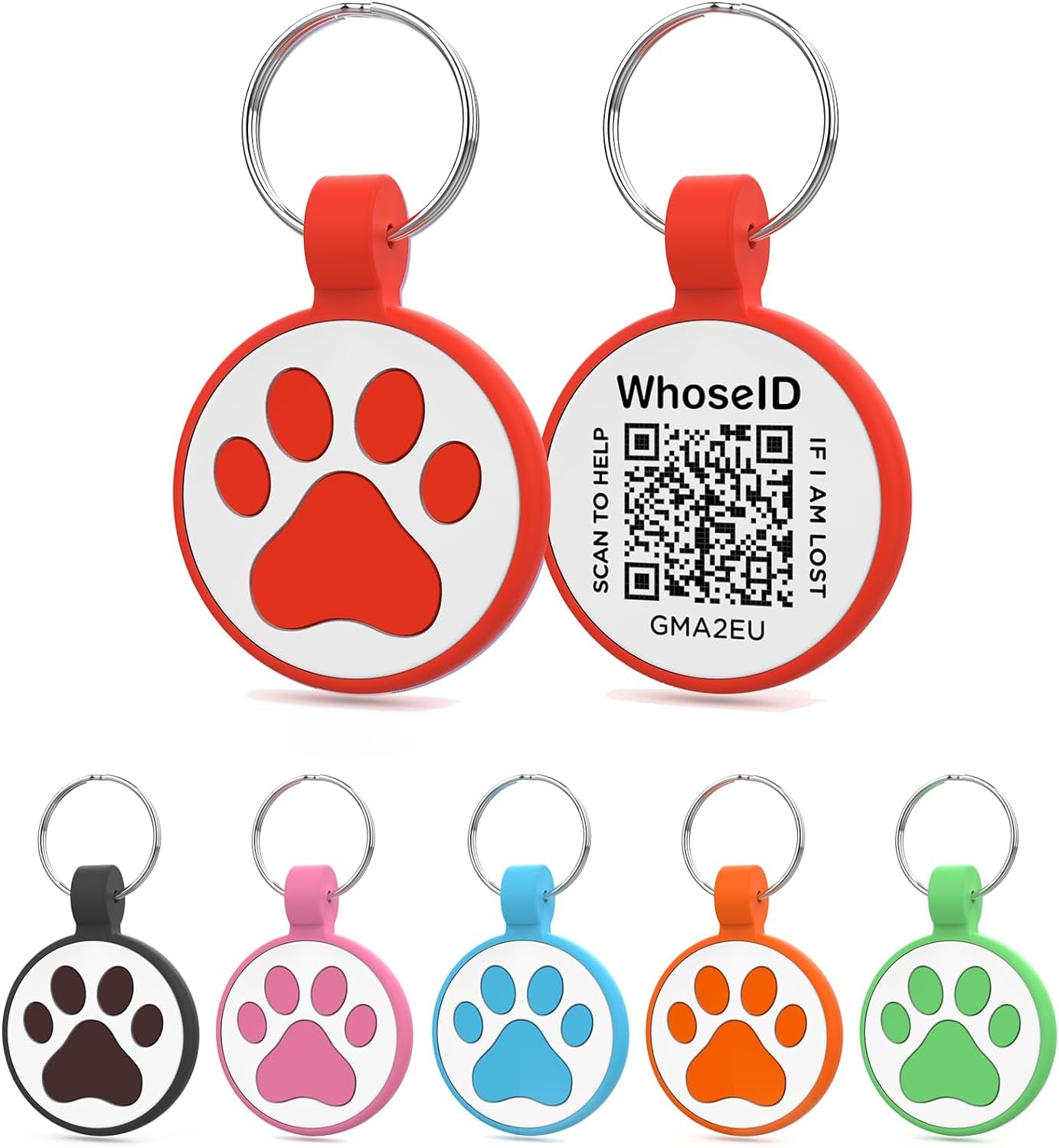 QR Code Cat Tag, Modifiable Pet Online Profile, Multiple Emergency Contact, Scannable QR Code, Instant Location Email Alert, Collar Accessories (Medium to Large Breeds - 1.25", Red)