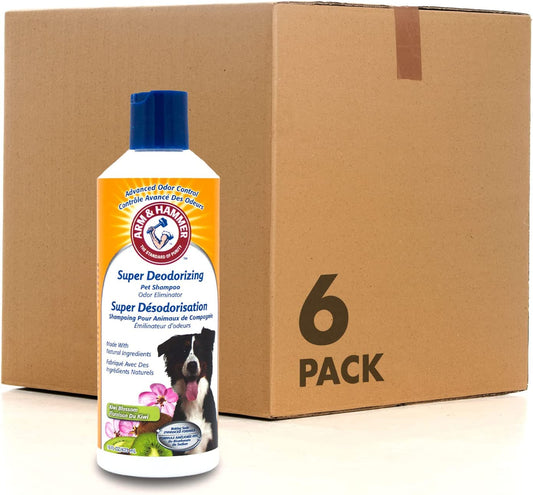 Arm & Hammer for Pets Super Deodorizing Shampoo for Dogs | Best Odor Eliminating Dog Shampoo | Great for All Dogs & Puppies, Fresh Kiwi Blossom Scent, 16 Oz - 6 Pack