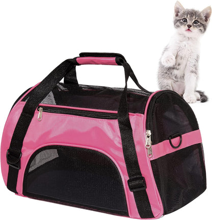 Pet Carrier Soft-Sided Carriers for Cat Carriers Dog Carrier for Small Medium Cats Dogs Puppies Pet Carrier Airline Approved up to 15 Lbs Cat Dog Pet Travel Carrier (Medium,Pink)