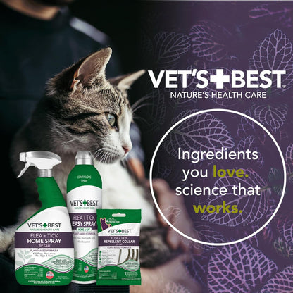 Vet'S Best Flea and Tick Gentle-Mist Spray for Cats - Flea Treatment for Cats - Plant-Based Formula - Certified Natural Oils - Easy Application and Control - 6.3 Oz