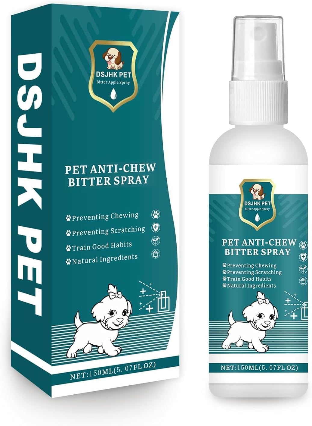 Bitter Apple Spray for Dogs to Stop Chewing and Licking, 150Ml - No Chew Spray for Dogs, Stop Licking Wounds and Hot Spots, Protecting Furniture, Pet Corrector Spray for Dogs, Alcohol Free/Non-Toxic