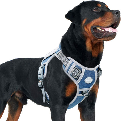 AUROTH Tactical Dog Harness for Small Medium Large Dogs No Pull Adjustable Pet Harness Reflective K9 Working Training Easy Control Pet Vest Military Service Dog Harnesses (XL, Denim Blue)