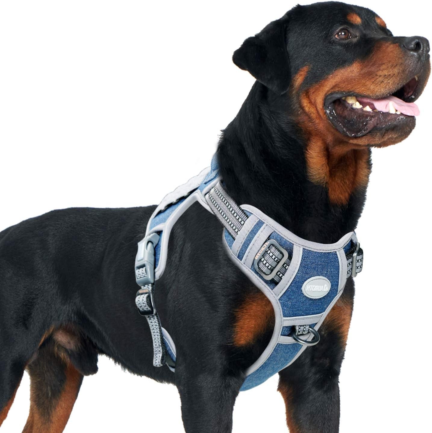 AUROTH Tactical Dog Harness for Small Medium Large Dogs No Pull Adjustable Pet Harness Reflective K9 Working Training Easy Control Pet Vest Military Service Dog Harnesses (L, Denim Blue)