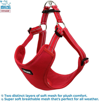 Aerolite No Pull Mesh Dog Harness with Lightweight, Soft, Breathable Chest Coverage, Reflective Stitching, and Adjustable Straps for Walking, Running, Training, Heavy Duty and Durable - Red, L