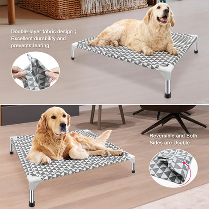 Elevated Outdoor Dog Bed Updated Raised Pet Cot Cooling Puppy Bed Lifted Dog Bed for Small Pets|Indoor Detachable Raised Dog Bed with Non-Slip Feet,Double-Layer Cloth(S)