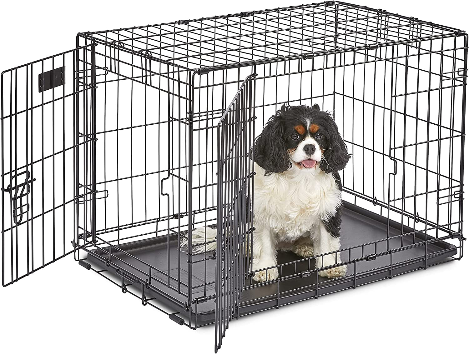 Midwest Homes for Pets Ginormous Double Door 54-Inch Dog Crate for XXL Dogs Breeds; Great Dane, Mastiff, St. Bernard, Drop Pin Assembly Requires Two People; Divider Panel Not Included; Black: SL54DD