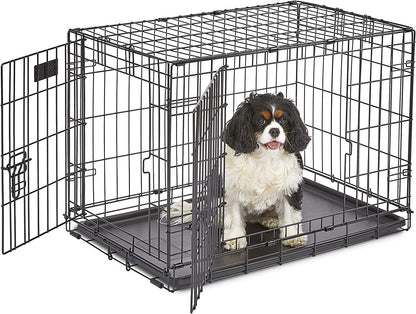 Midwest Homes for Pets Ginormous Double Door 54-Inch Dog Crate for XXL Dogs Breeds; Great Dane, Mastiff, St. Bernard, Drop Pin Assembly Requires Two People; Divider Panel Not Included; Black: SL54DD