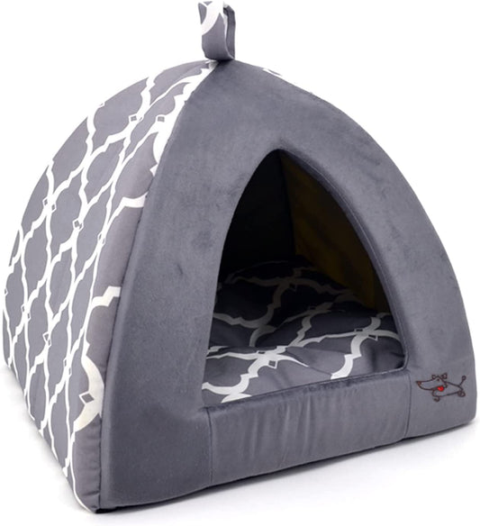 Pet Tent - Soft Bed for Dog and Cat by Best Pet Supplies - Sand Linen, 19" X 19" X H:19"