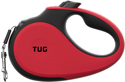 TUG XL 360° Tangle-Free Retractable Dog Leash with Anti-Slip Handle | 26 Ft Strong Nylon Tape | One-Handed Brake, Pause, Lock (Extra Large, Red)